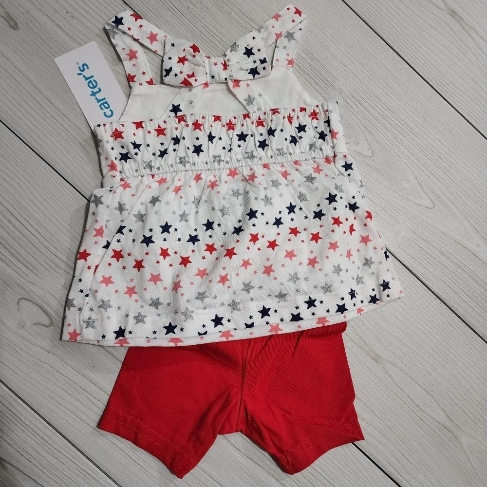 Carter's 2 piece short and tank top Red white and blue outfit size 9MO NWT